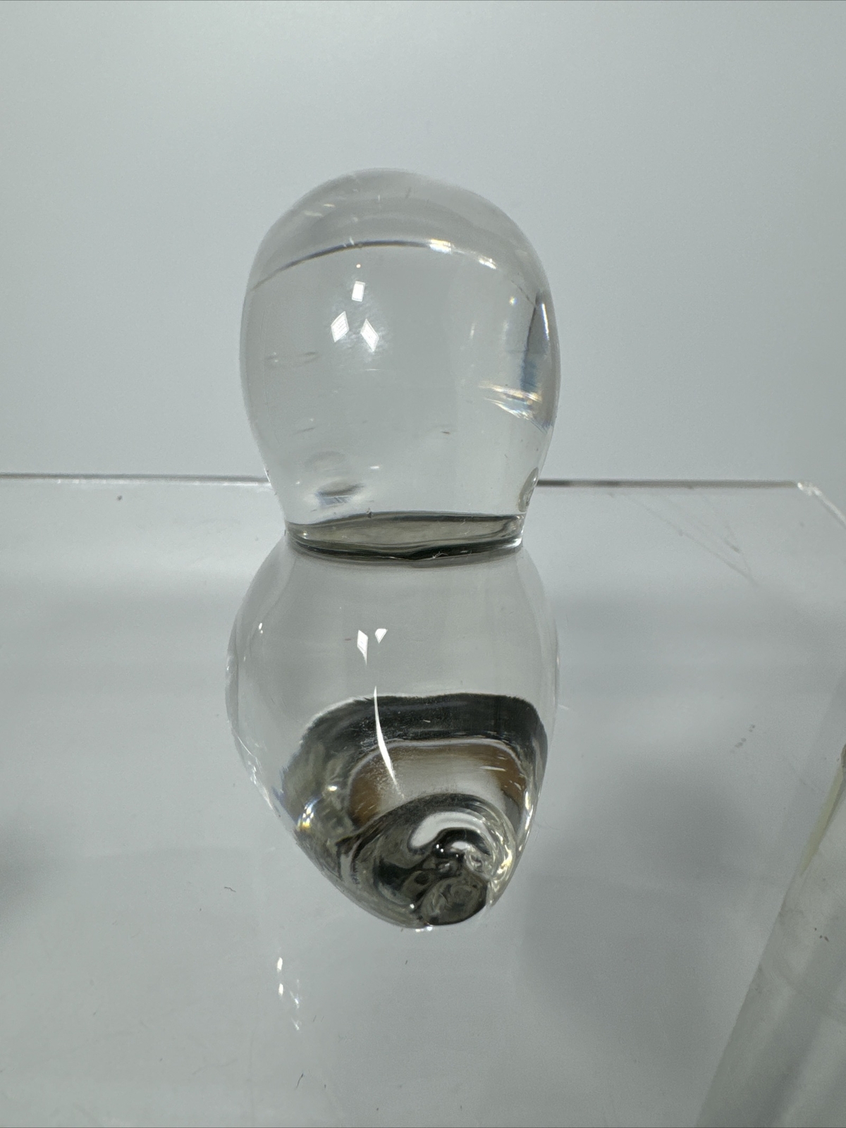 Vintage Hand Blown Art Glass Crystal Clear Chubby Bird Paperweight Konstabota