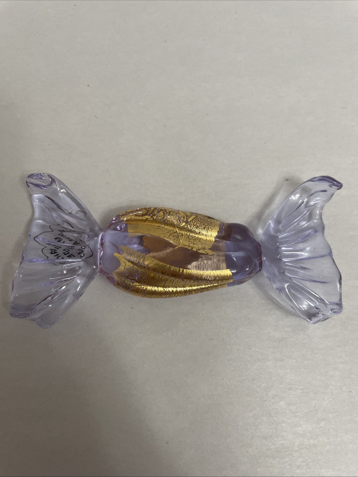 Murano Glass Rectangular Candy – Clear Purple/Gold