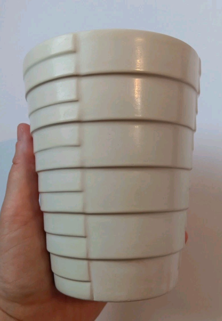 Vtg Soendgen Keramik Orchid Planter Pot, Made in Germany, 5″, Ivory, Art Deco
