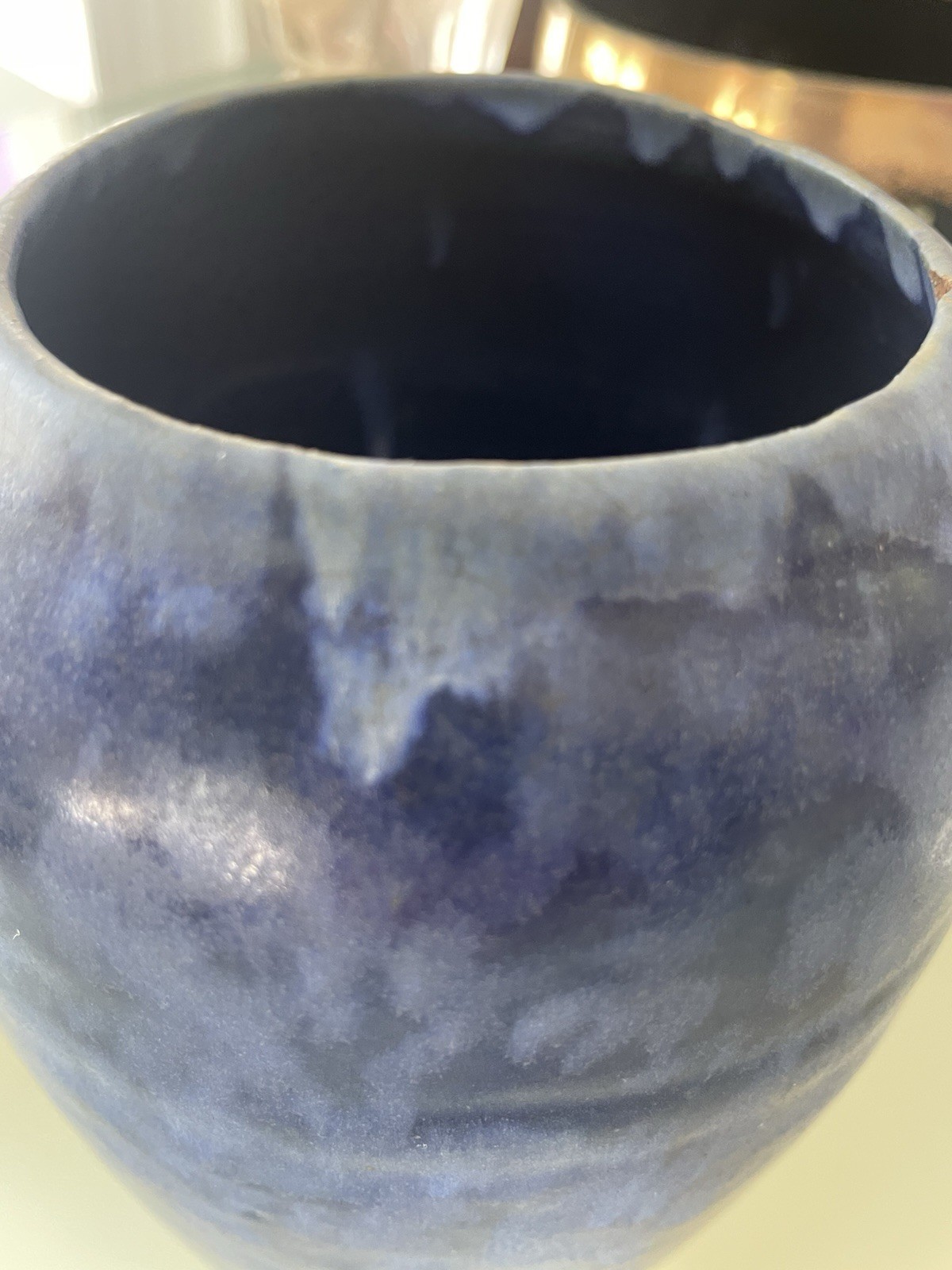Antique Arts & Crafts Brush McCoy Art Vellum Matte Blue Pottery Vase