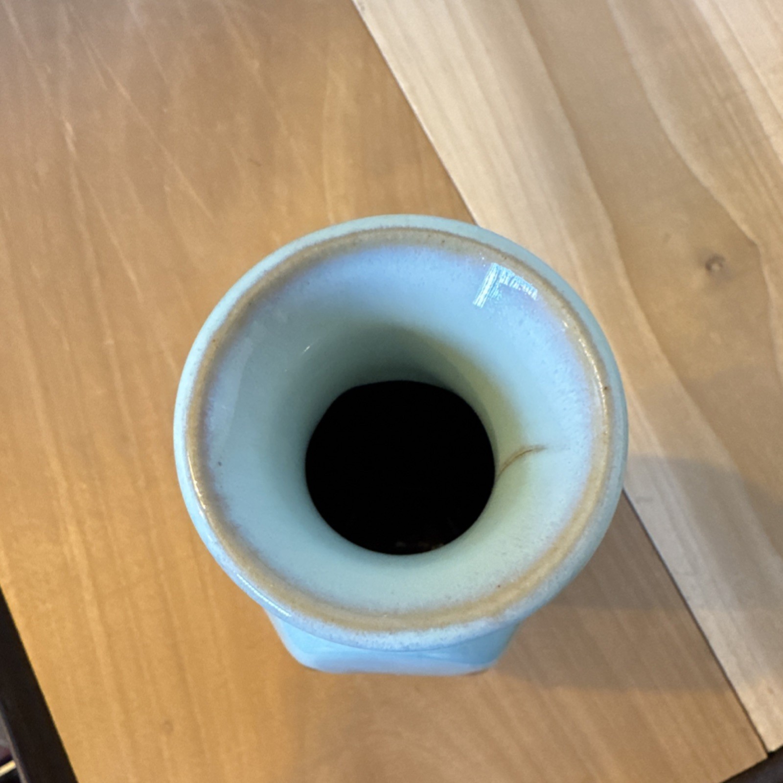 Pair Ceramic Drip Glaze Bud Vases Turquoise Light Blue Brown Art Pottery Glossy