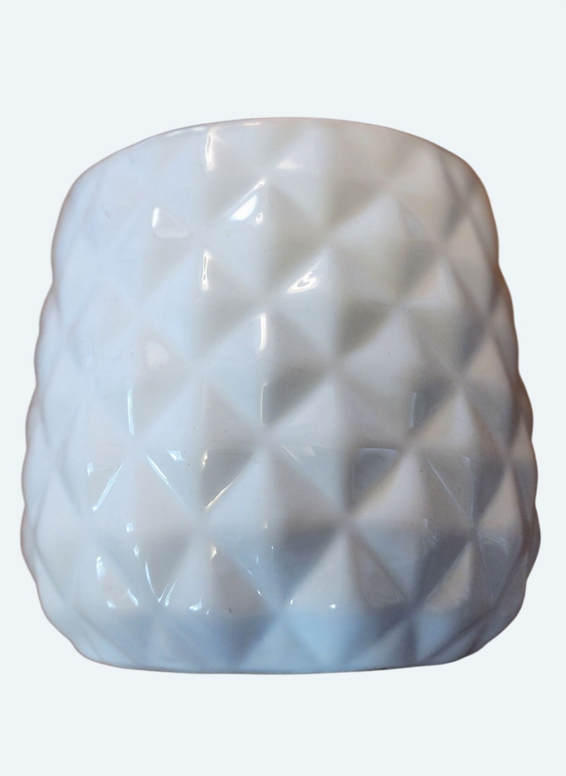 Vintage White Geometric Diamond Ceramic Pottery Planter Vase 5 Inches Tall