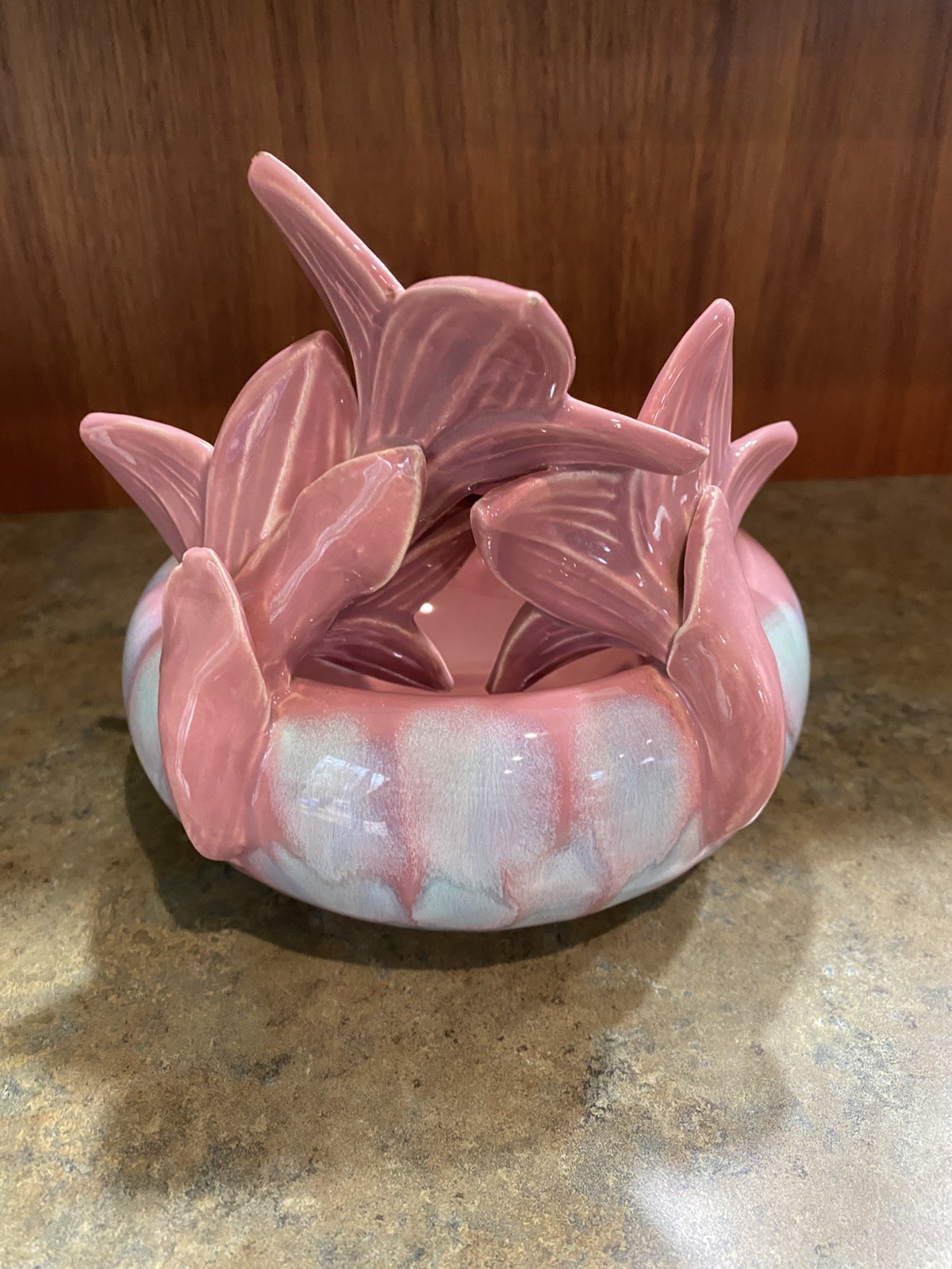 Vintage Royal Haeger by Royal Hickman, Mauve Agate Lily Planter Bowl