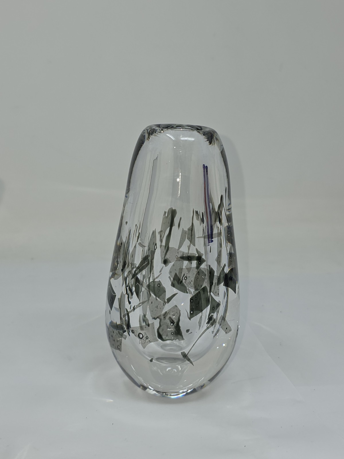 Artisan Modern 5.5″ Black and Gray Clear Glass Bud Vase Hand Blown