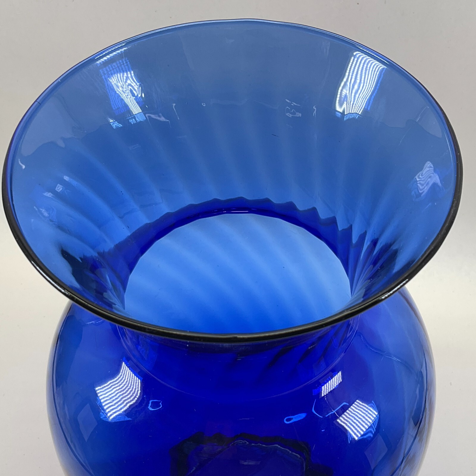 Indiana Cobalt Illusions Vase Large Swirl Pattern Vintage