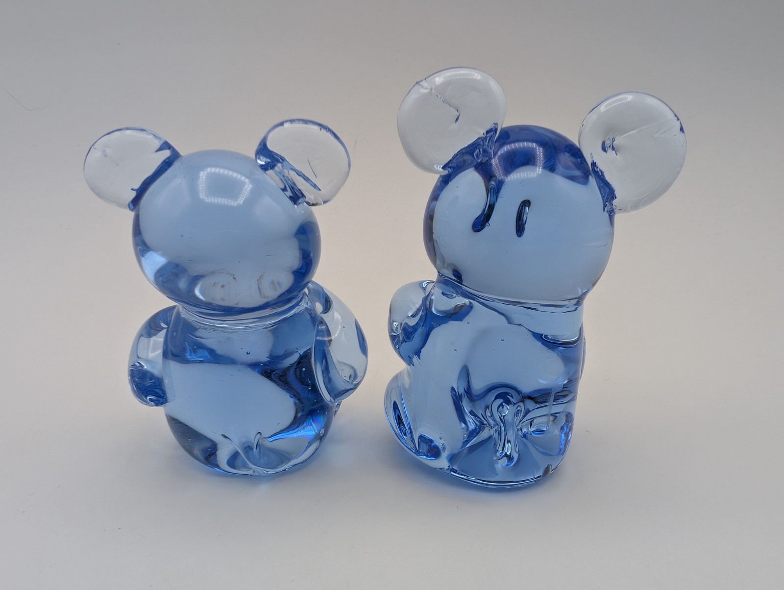 Pair of Blue Glass Bears United States Commemorative Fine Art Gallery, Hand Made