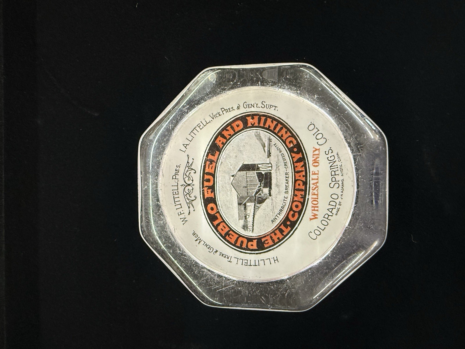 Glass Pueblo Fuel And Mining Company- Colorado Springs Advertising Paperweight