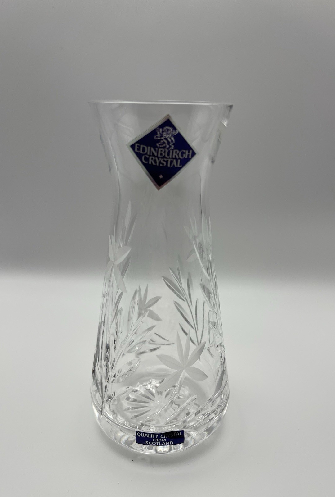 Vintage Edinburgh International Crystal Bud Vase Floral Etched Daisy