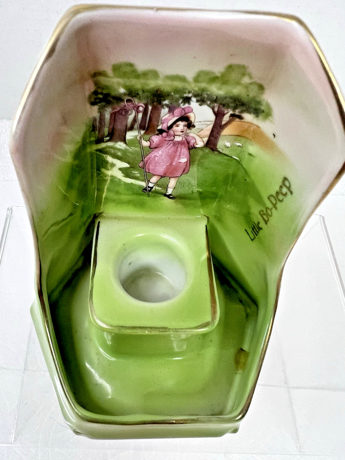 Antique Royal Bayreuth Little Bo-Peep Nursery Rhyme Shieldback Chamberstick