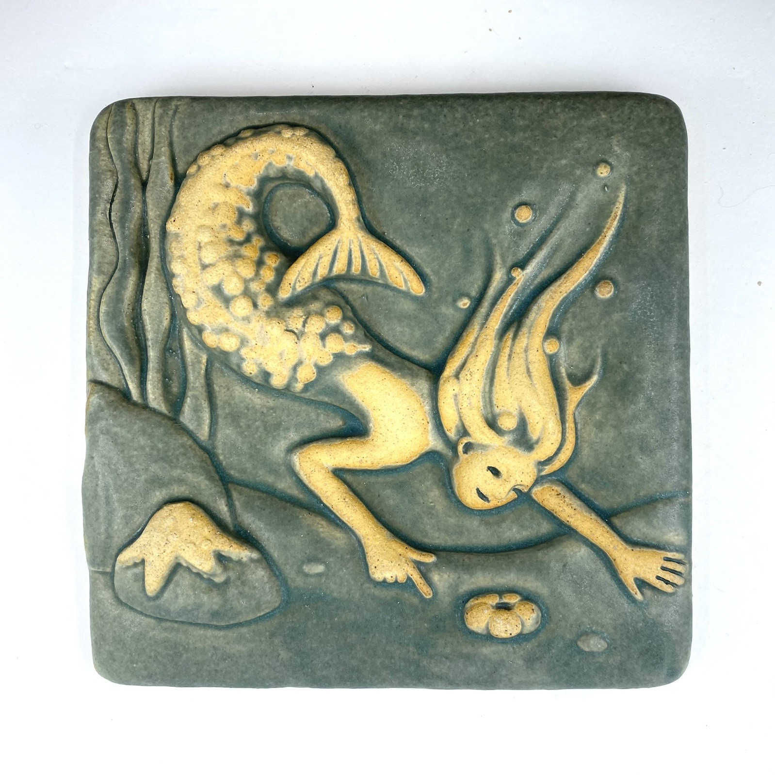 Mermaid 6×6″ Ceramic Art Tile by Gretchen Kramp