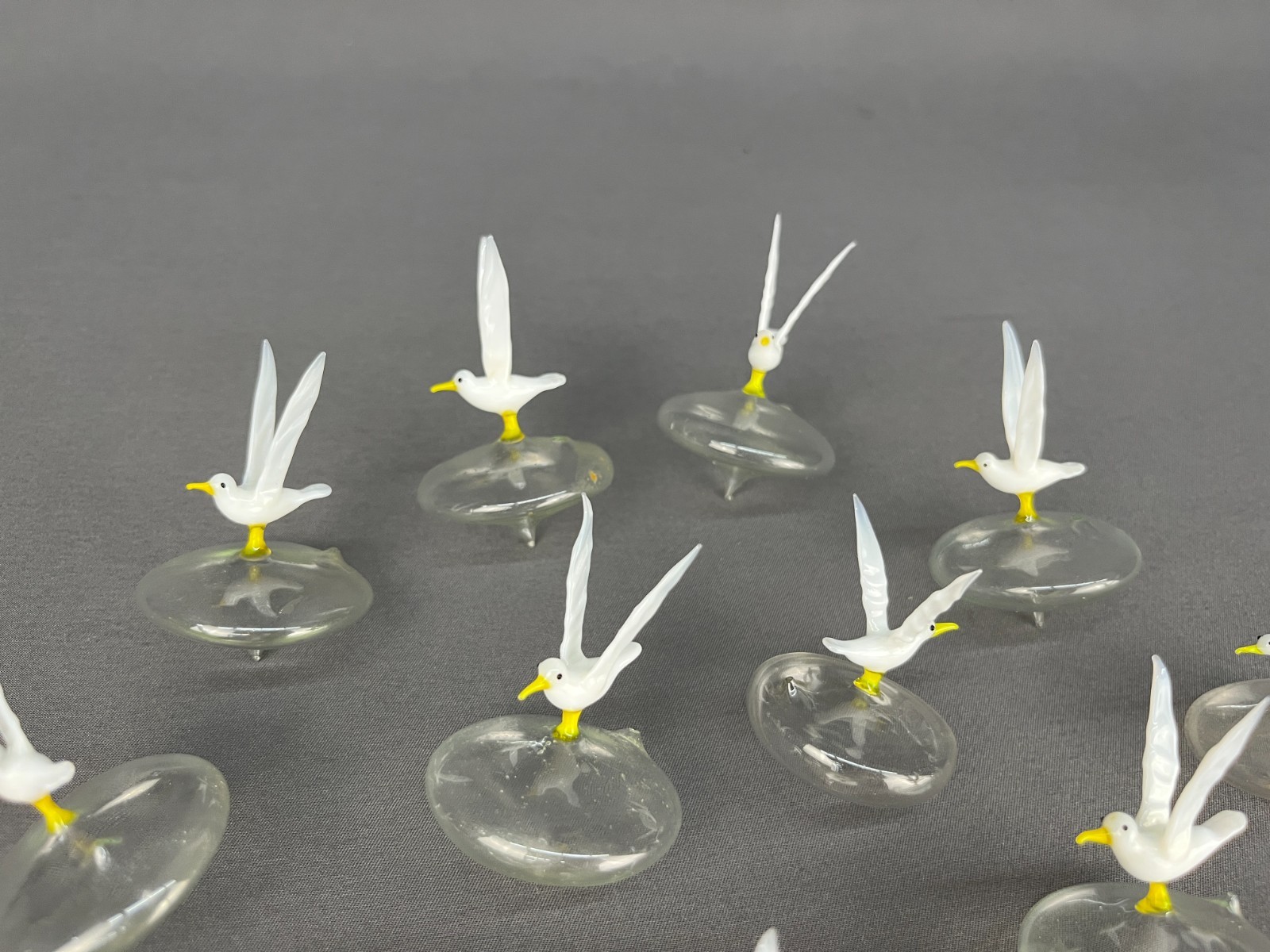 11 Mid Century Blown Glass Bird Seagull 2″ Floats Figurines