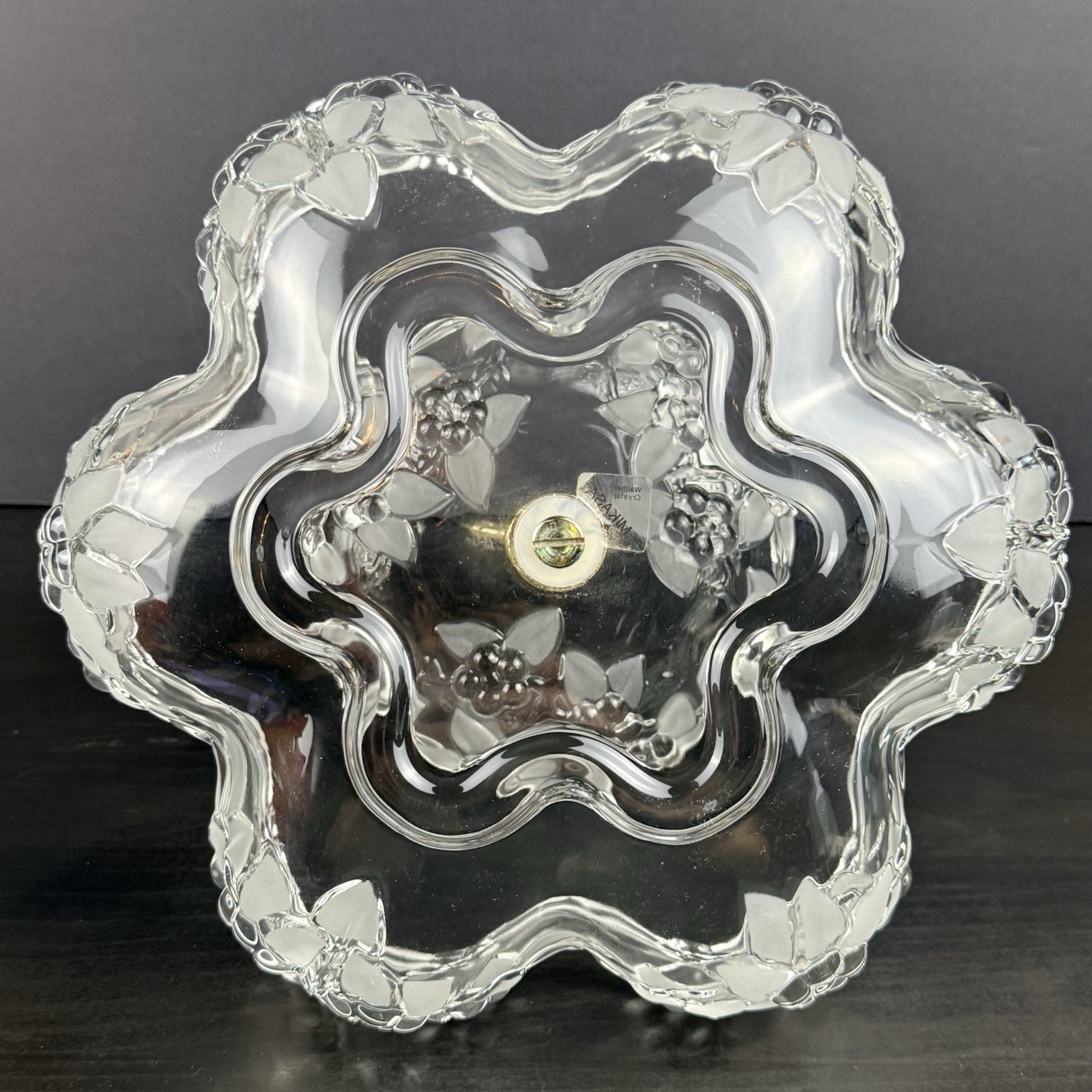 Vintage Mikasa Walther Glas Germany Crystal 2 Tier Server Frosted Floral Gold