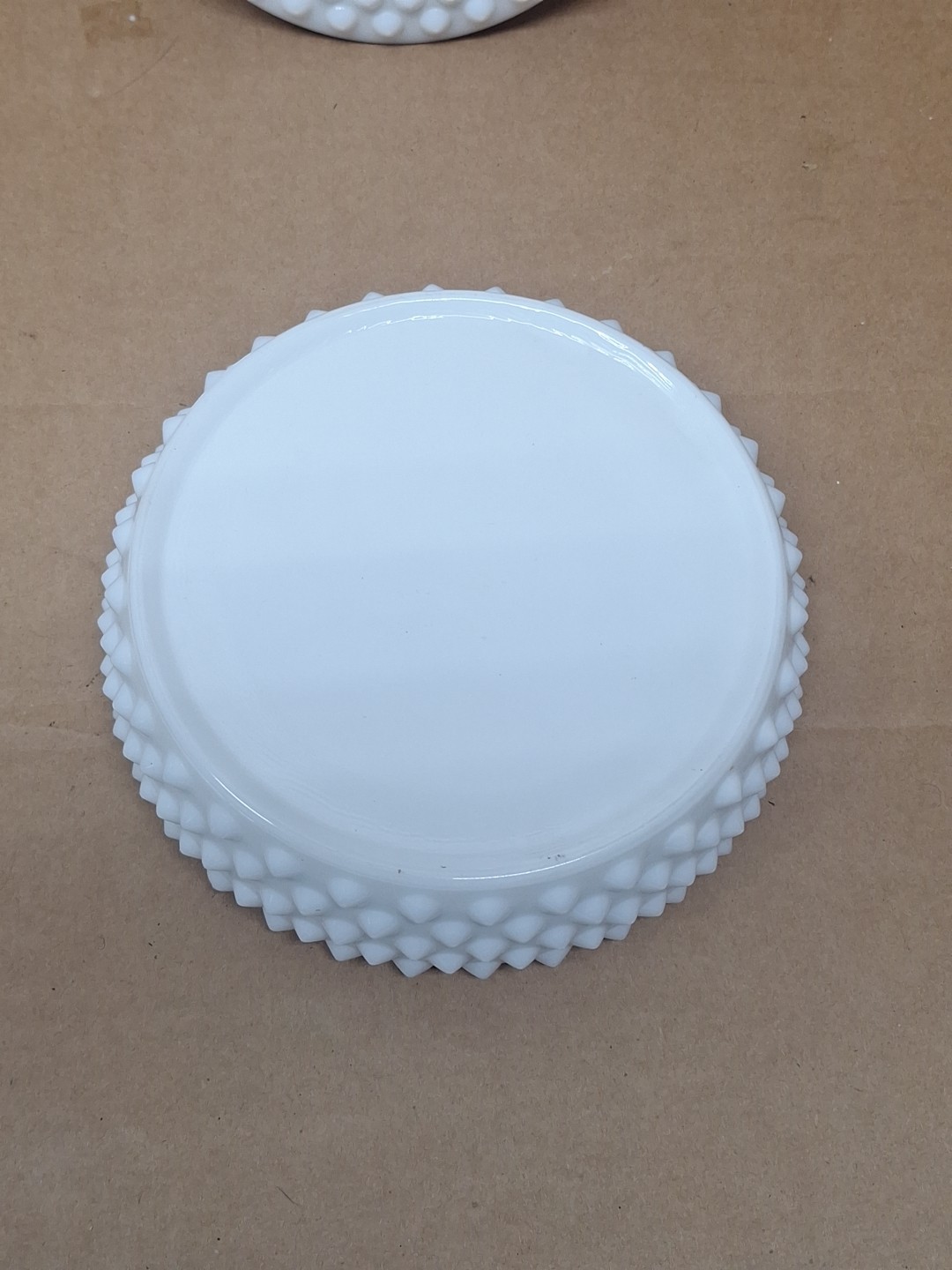 Vintage Fenton Art Glass Milk Glass Hobnail Pattern Candy Bowl w/ lid