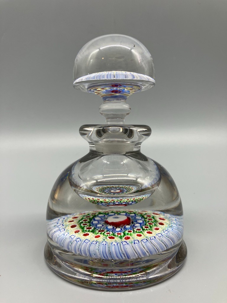 MILLEFIORI ART GLASS PAPERWEIGHT INKWELL