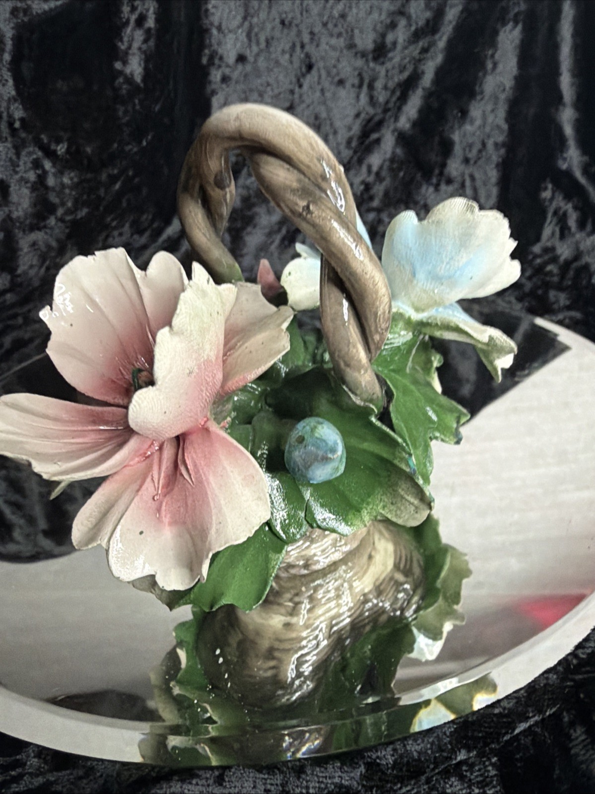 Vintage Italy Nuova Capodimonte Woven Porcelain Flower Basket