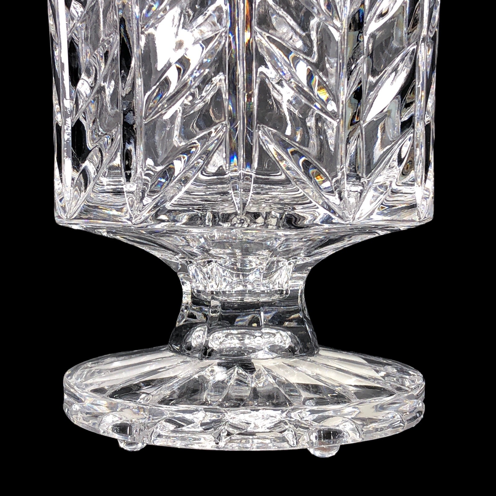 2ct Fifth Avenue Crystal Glass Hurricane Candle Holder Vase Lead Poland 7 1/2 in