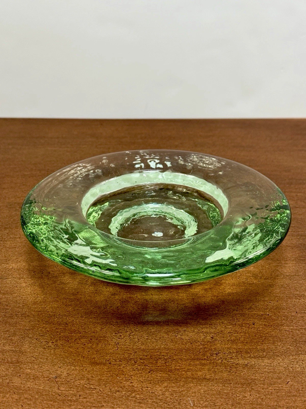 Fire & Light Artful Recycled Glass Lime Green Footed Base Decorative Dish