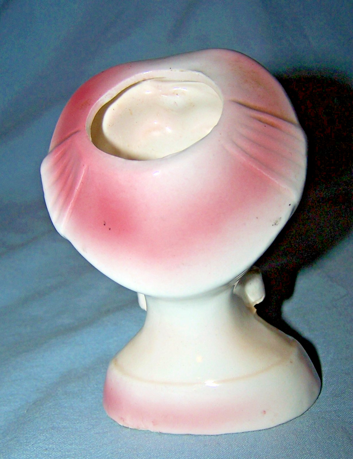 Small Vintage Blonde Lady Ceramic Head Vase w/Hat-3 1/2 inches tall