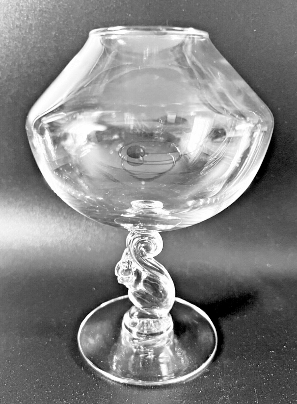 Libbey Silhouette Clear Squirrel Stem Glass VIOLET VASE 5 3/8 Inches Scarce