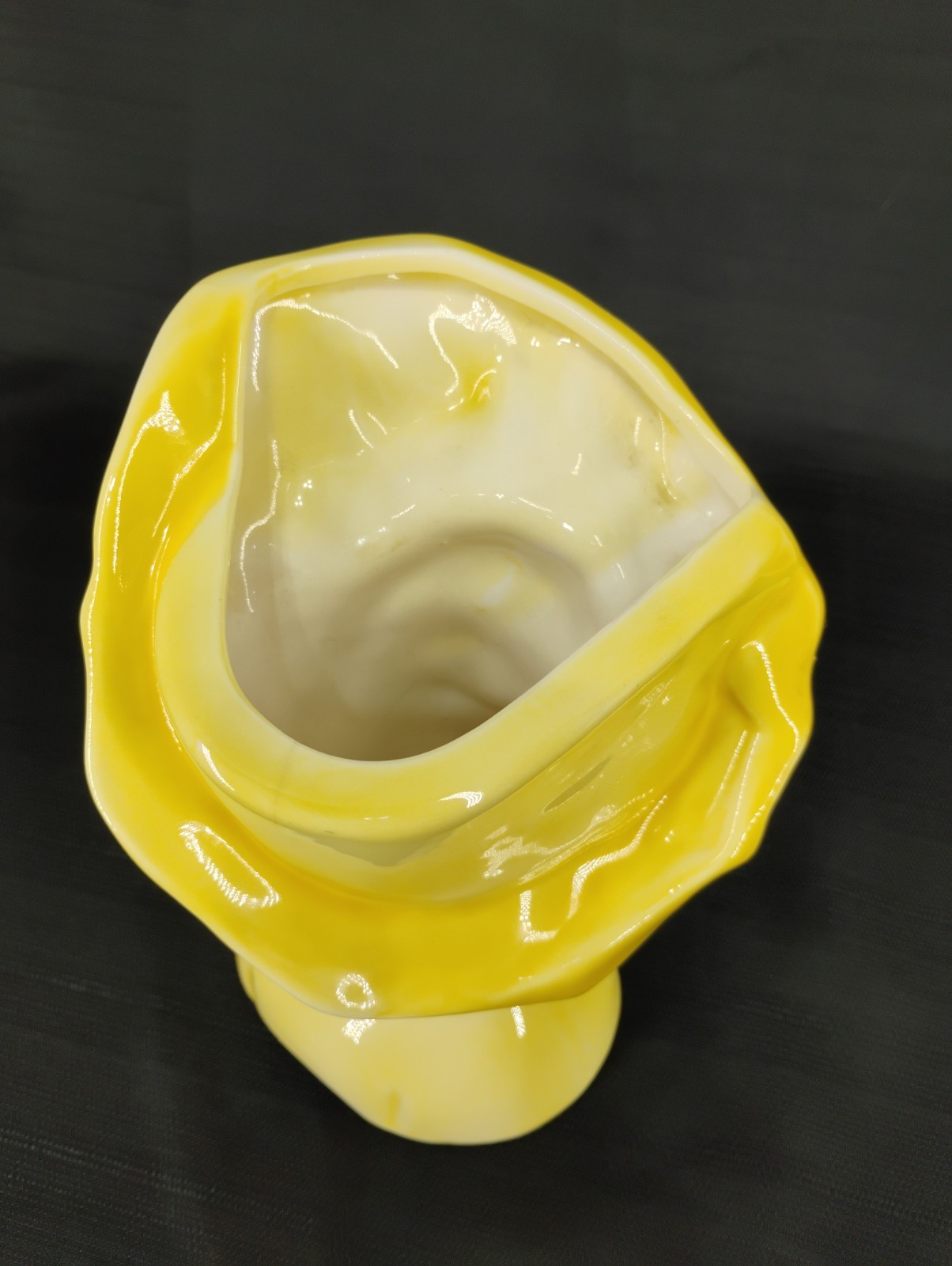Vintage Lady Head Vase Yellow Hat Gold Trim Ceramic Planter Japan Style Bust