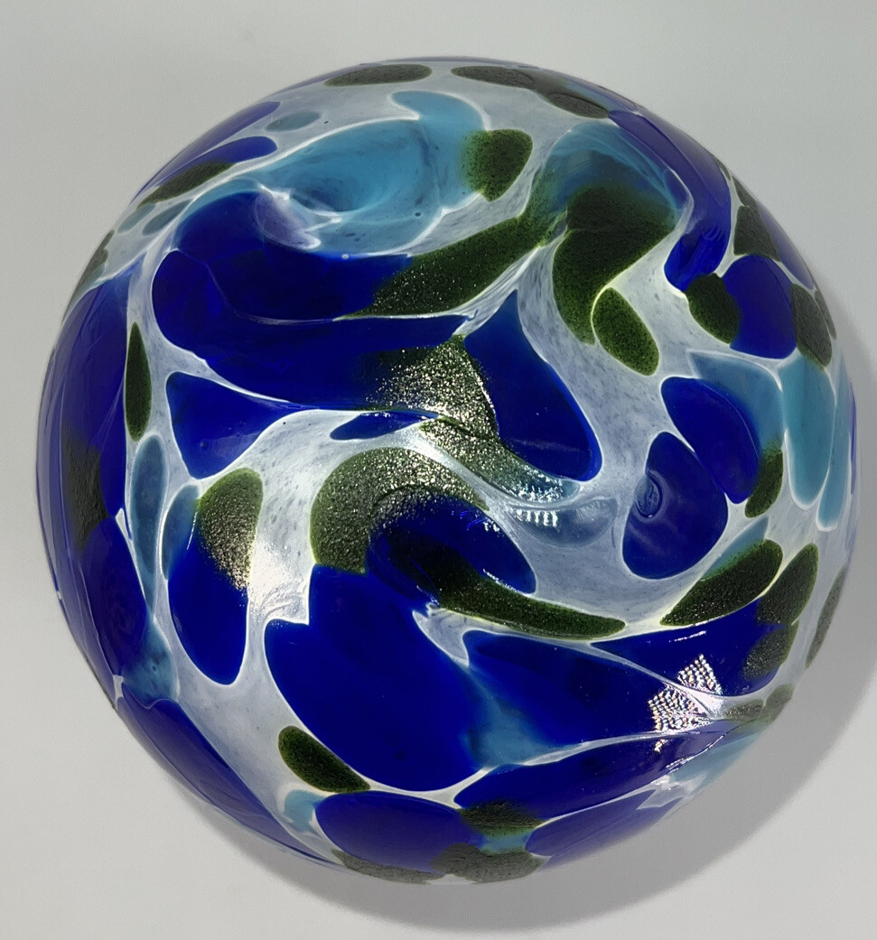 Pyromania Studio Art Glass Oregon Float Ball Orb Signed Ocean Colors Limited