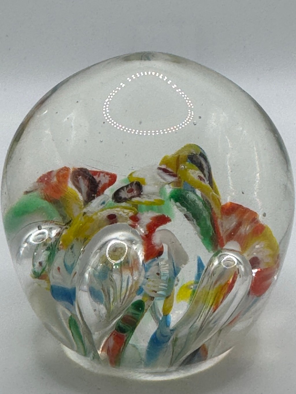 Vintage Glass Art Paperweight One Size Clear Multi-color