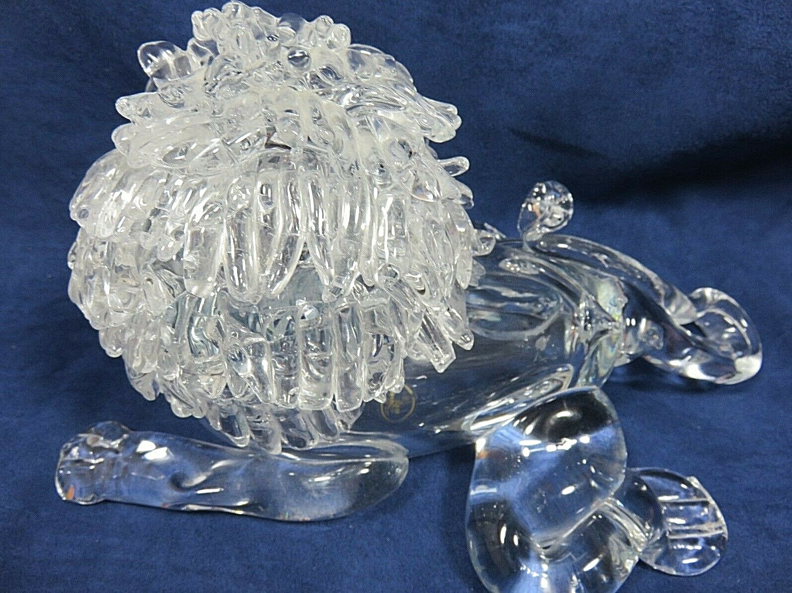 Large LION Dog Poodle ~ Czech Bohemian Crystal Glass Figurine