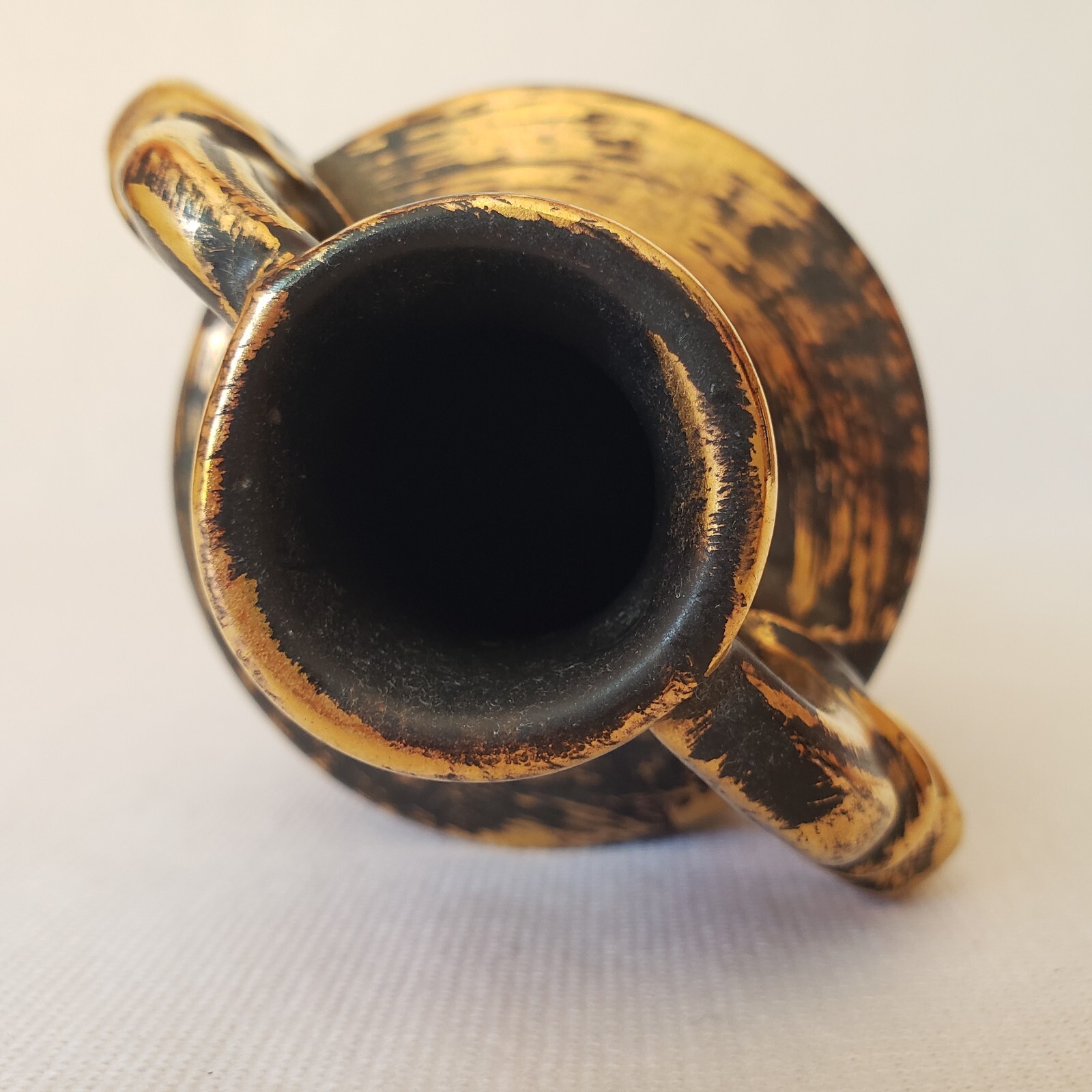 Stangl Pottery Black Gold Vase #3113 Hollywood Regency Style Orig Sticker 5.5″