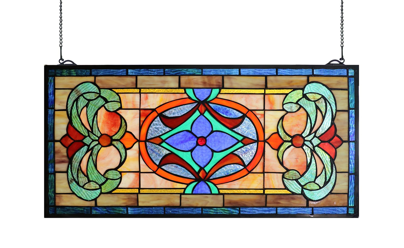 Extra Large Horizontal Transom Window Stained Glass Window Panels Hanging 26″…