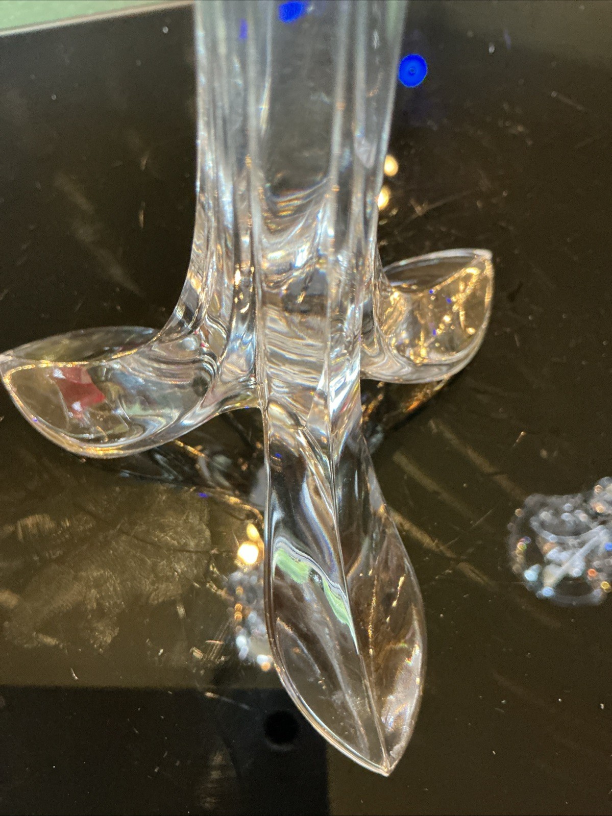 Pair Of Bandol Cristal D’Arques Durand Lead Crystal 8.5” Flower Candlesticks