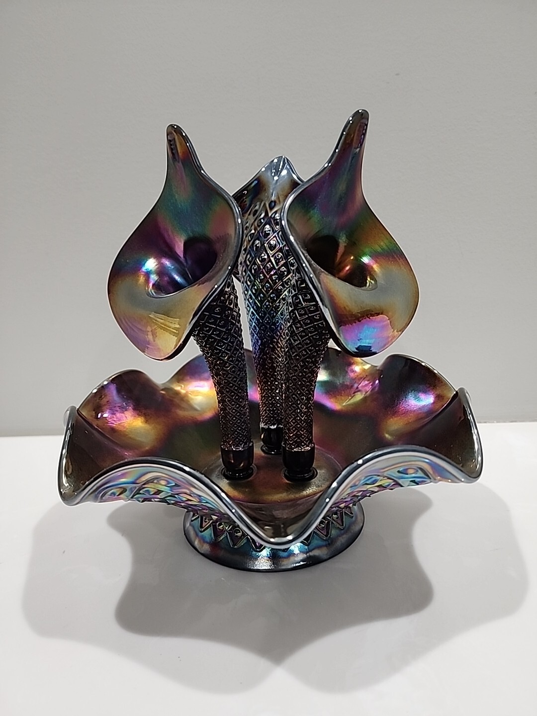 Fenton EBONY CARNIVAL Epergne ~ Harder To Find ~ EXQUISITE!!!