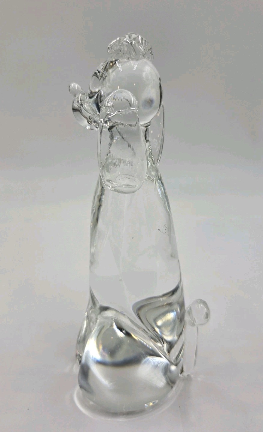 Vintage Chalet Art Glass Lead Crystal Poodle Dog Figurine Canada Mid Century