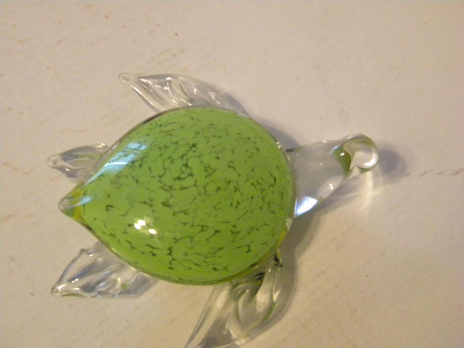 Vintage Fifth Ave Crystal Heavy Art Green Sea Turtle Paperweight