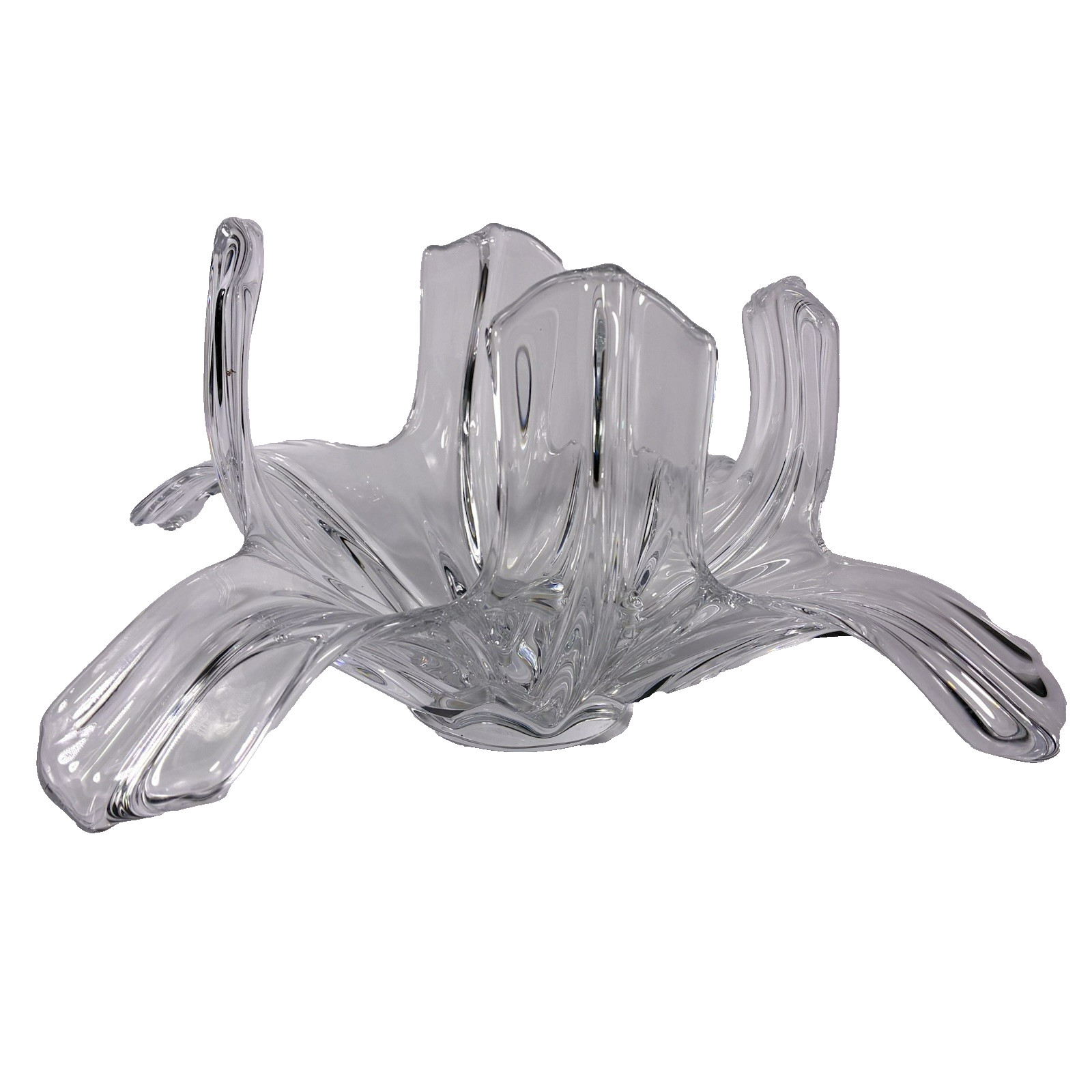 Vtg Art Vannes Le Chatel Crystal Waves French Crystal Centerpiece Console Bowl