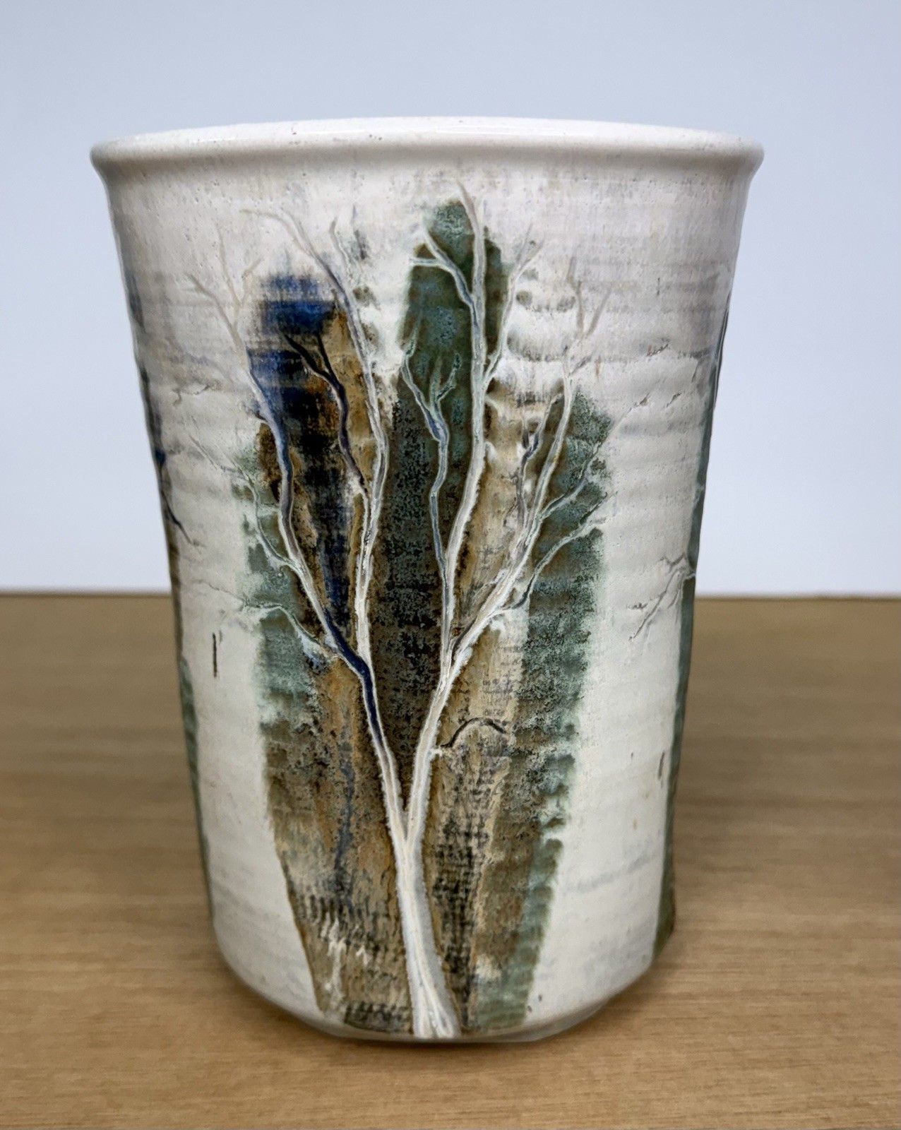 Pottery Vase Handmade Textured Tree Trunks-Glazed 7” Tall