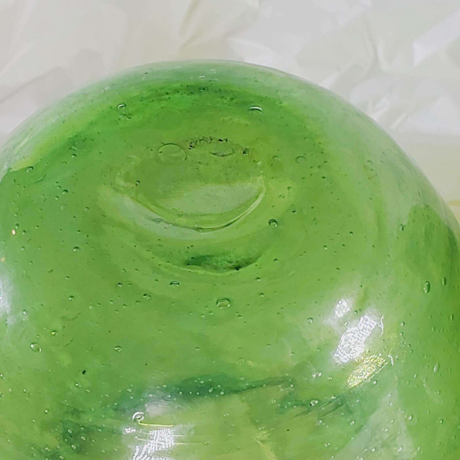 (Lot of 3) Handblown 4″w x 3.5″h Green Candle Votive Art Bubble Glass~ L.N.!
