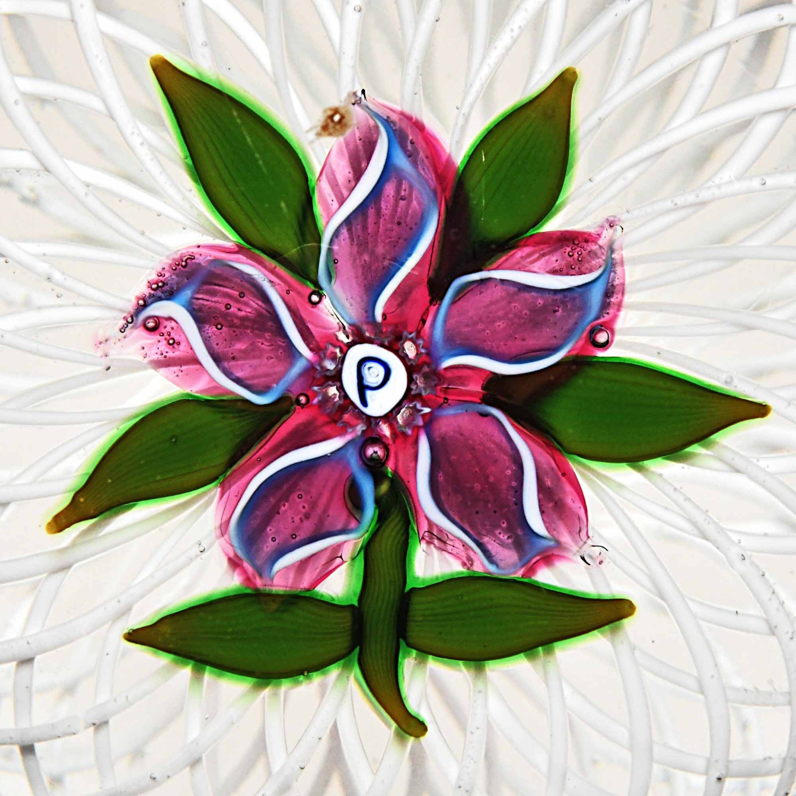 SCARCE 1973B PERTHSHIRE Clematis on a Latticinio Cushion