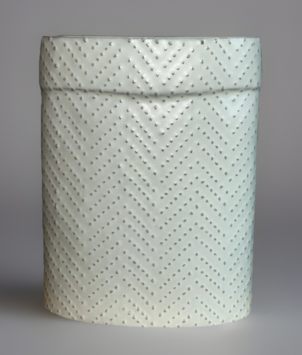 Hearth & Hand Magnolia White Stoneware Vase Textured Chevron Dot Patter 8.25” T