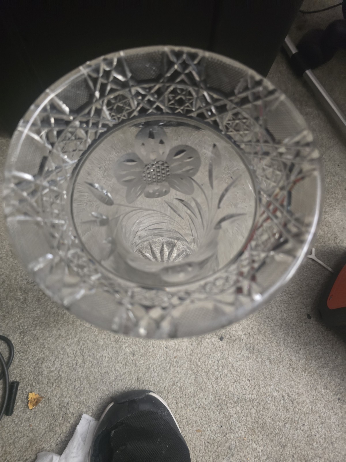 Antique American Brilliant Period Vase Crystal Glass Excellent 12″