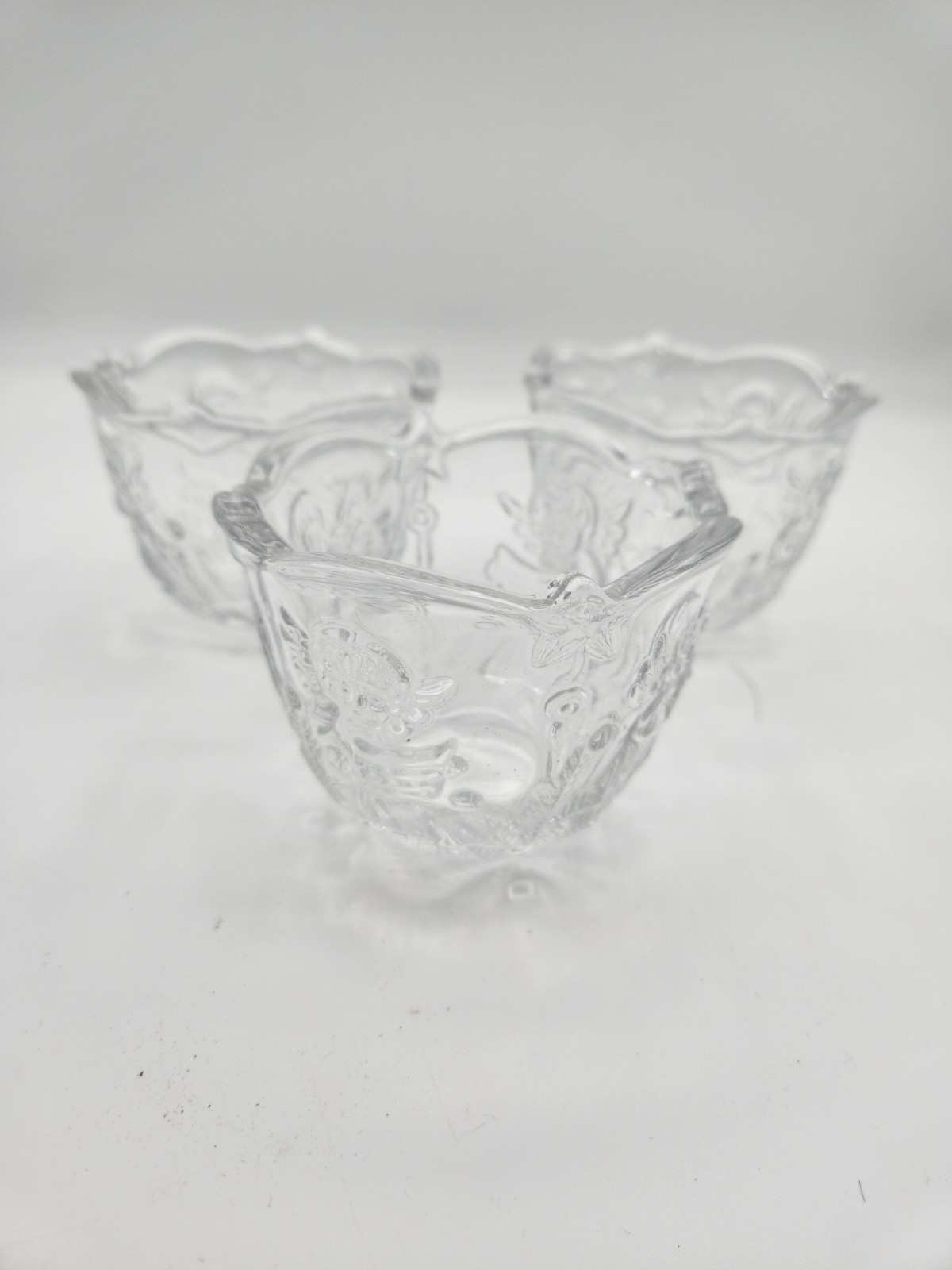 Mikasa “Holiday Lights” Candle Holder Frosted Clear Angels Candy Dish Set of 3