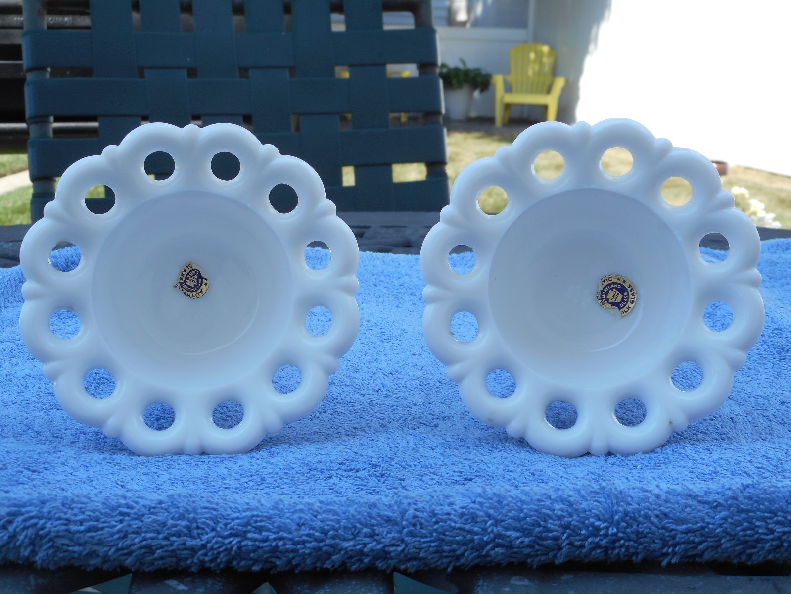 Vintage WESTMORELAND Milk Glass Candlestick Holders DORIC LACE w/ Labels Nos
