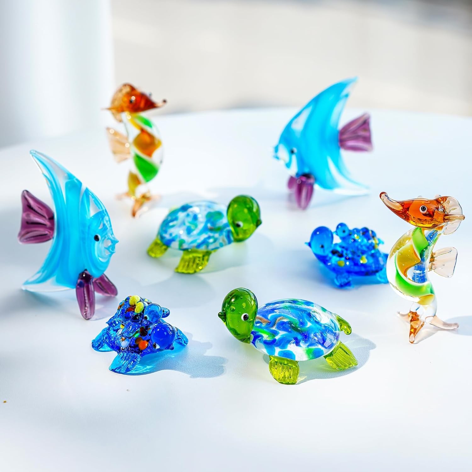 2.5″ Hand Blown Glass Sea Turtle Figurines Handmade Art Glass Turtle Decor
