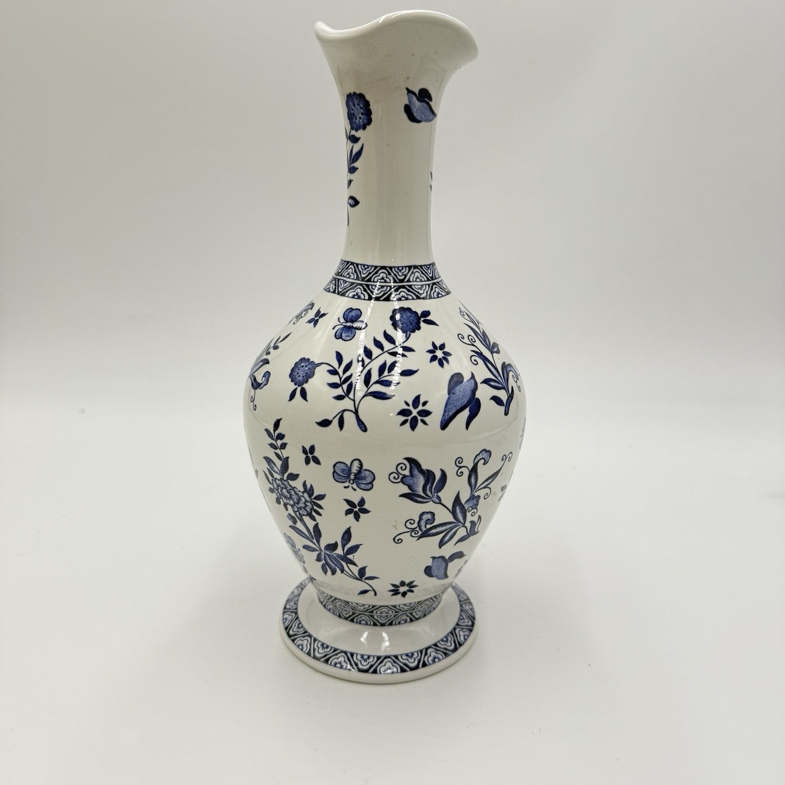 Coalport England Porcelain Blue & White Blue Onion Vase 10” Limited Edition