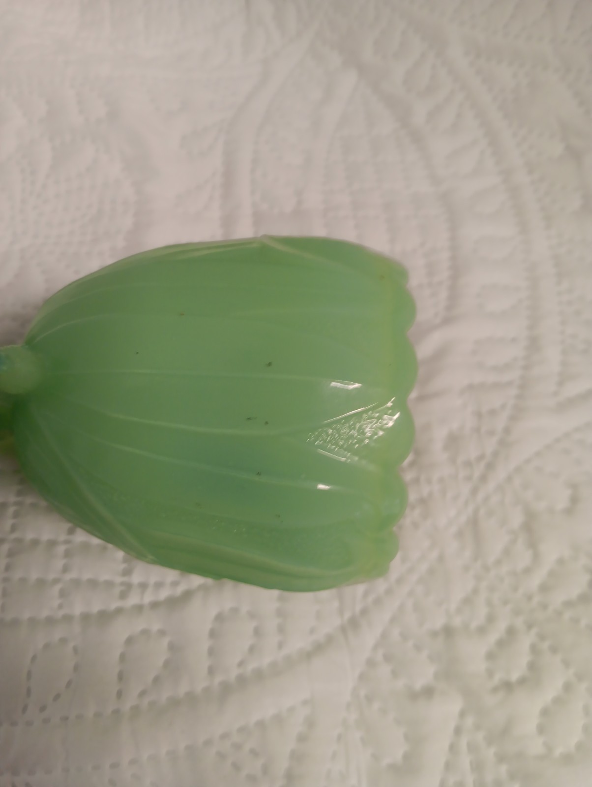 Vintage Jadeite Glass Vase Pheasant Bird Spooner 6″ Tall Fire King STYLE