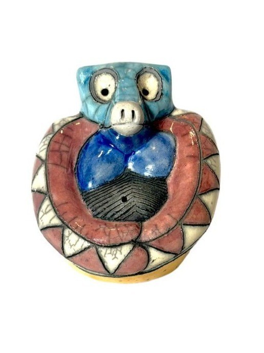 Fenix Raku Pottery Baboon Figurine Hand Made South Africa Collectible Art