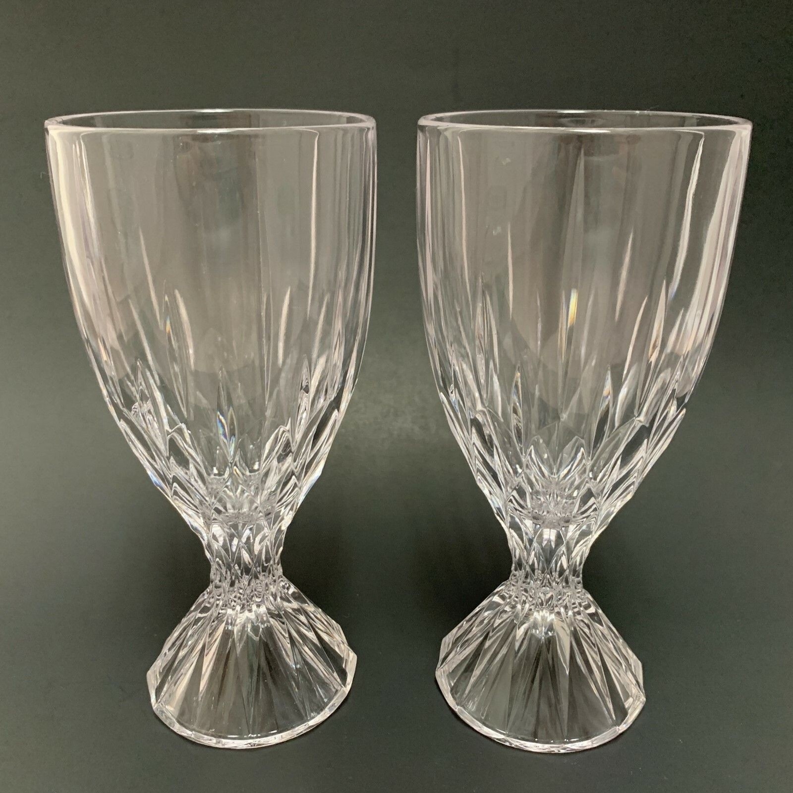 Mikasa Horizon Cut Over 24% Lead Crystal Wine Water Goblet Glasses Lot of 2
