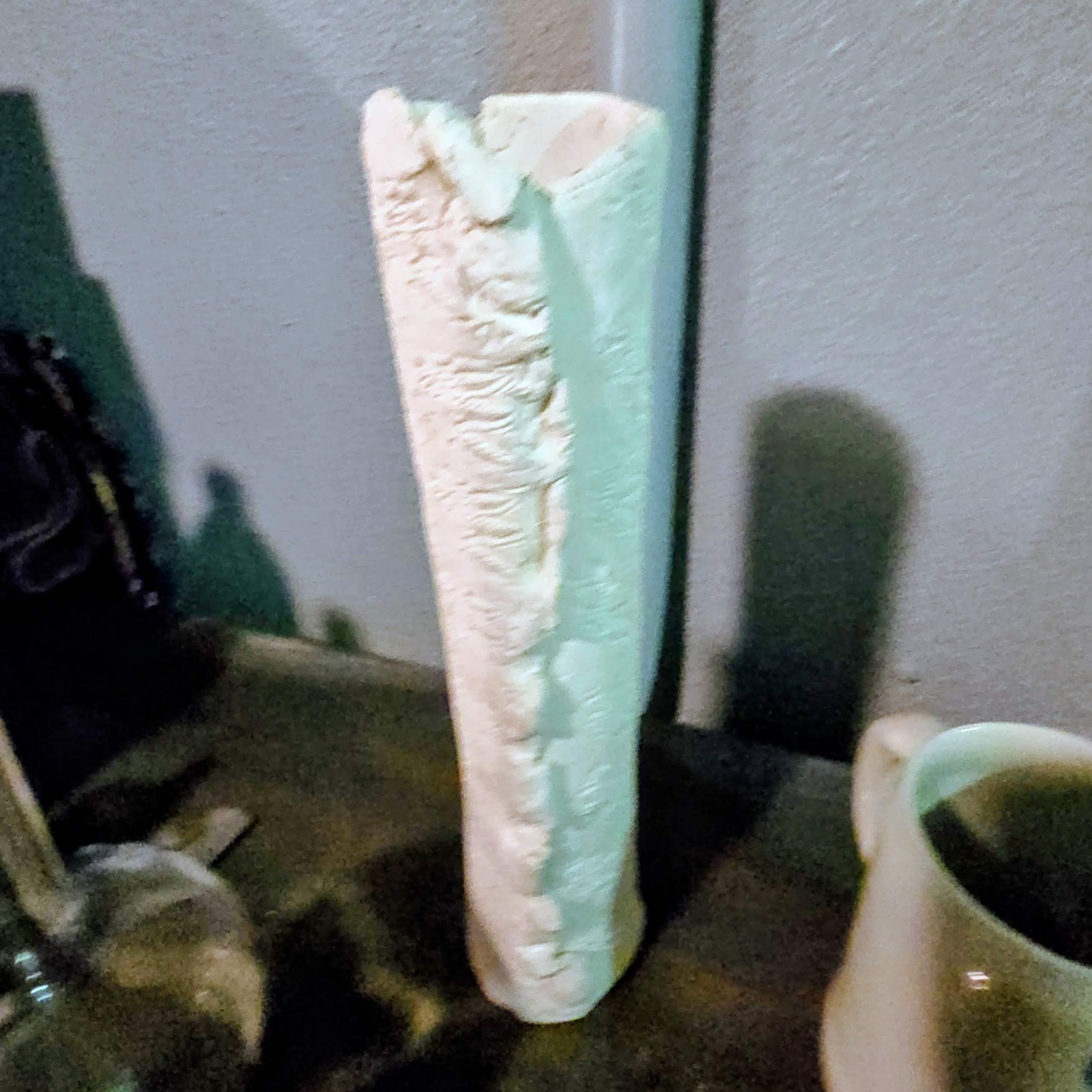 White Textured Botanical Vase – 13” Tall Fern Impression Artisan Studio Deco