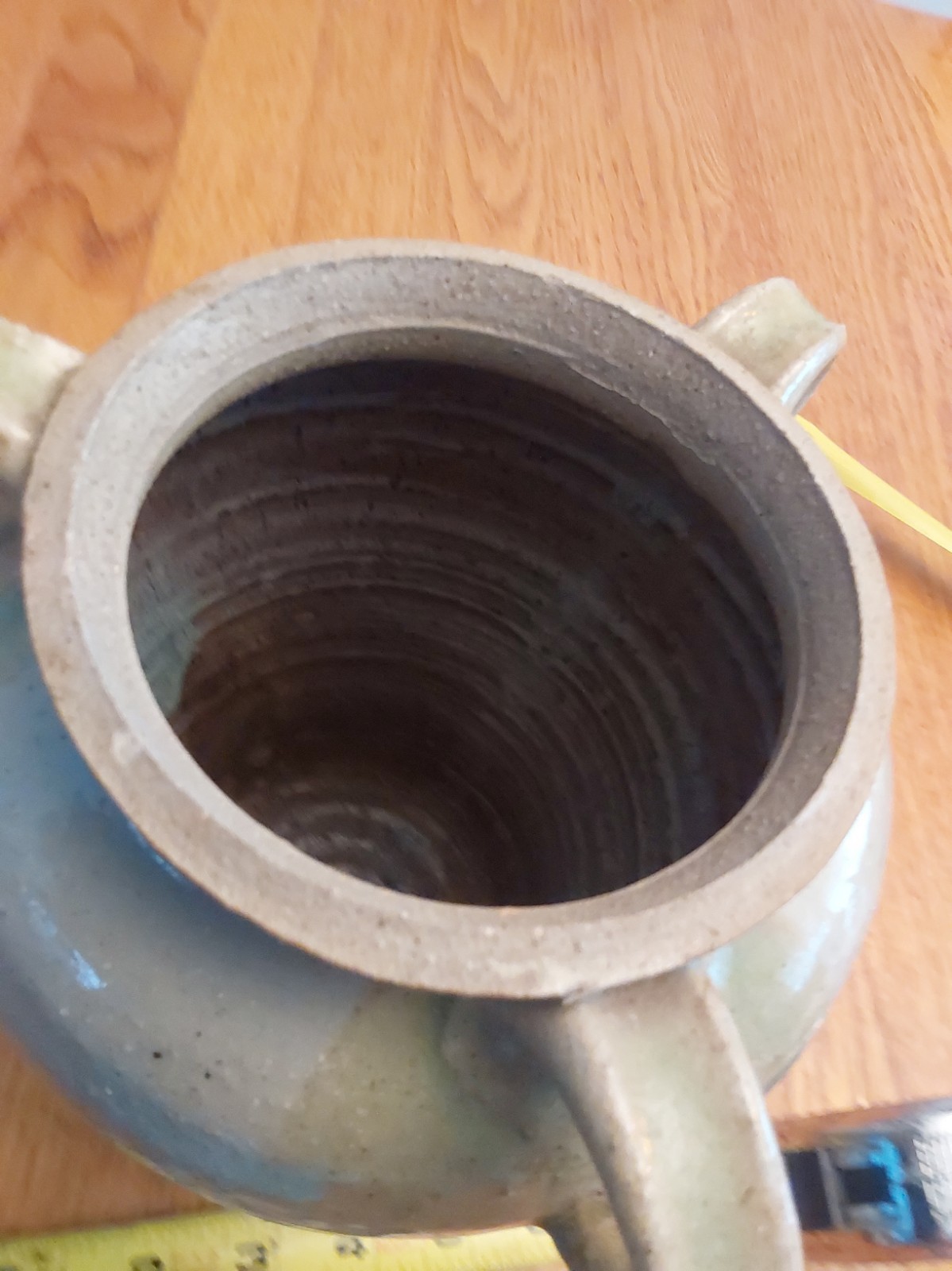 Glazed 3 Loop Handle 9+1/2″ Ht by 5″ Base 6+1/2 Top 4 ” Opening Vase HEAVY