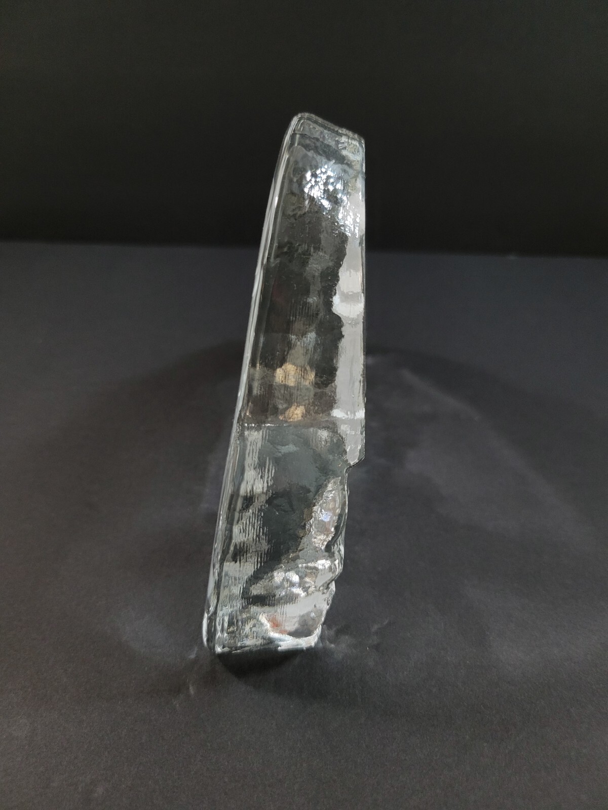 Large Carved Crystal 3D Art Glass Block Lighthouse Seascape Sculpture
