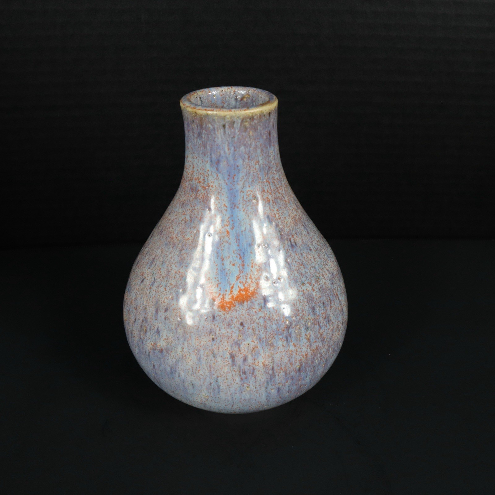 Art Pottery Blue Orange Drip Glaze Vibrant Vase Signed By Artist